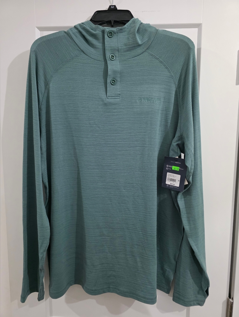 Magellan Outdoors Teal Hooded Henley Pullover